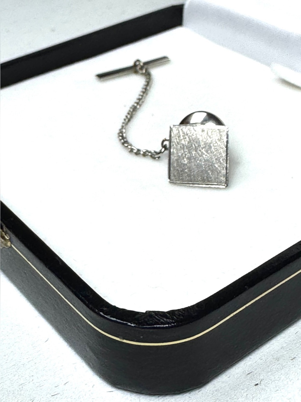 Vintage Simon’s Sterling Silver (blank) Monogram Square Tie Tack/Lapel Pin